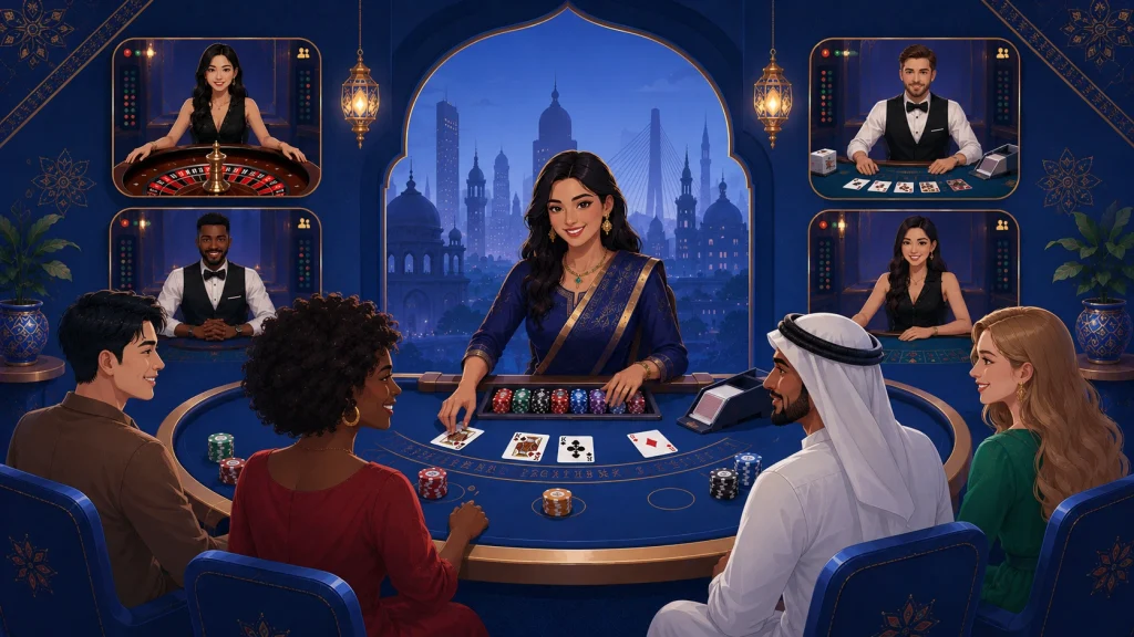 Real dealer baccarat and poker gaming room